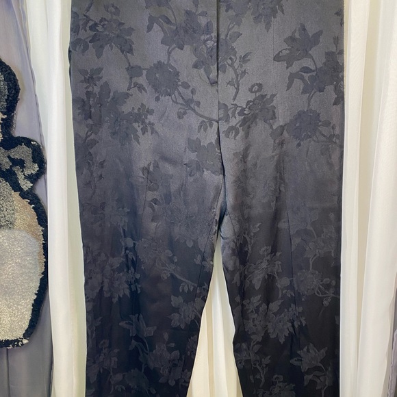 Zara Black Jacquard Floral Straight Leg Trousers - Picture 5 of 11